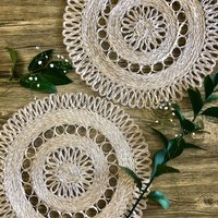 Loops Tischsets/Wand-Dekor, Korb-Wand-Dekor, Boho-Dekor, Hängendes Dekor, Handgewebte Tischsets Und Untersetzer, Geschenke-Set von MagayonCollections