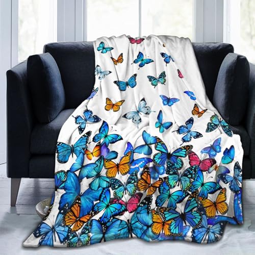 Magazasi Schmetterling Decke Schöne Schmetterlinge Decke Werfen Ultra Weicher Kuscheliger Flanell Schmetterling Decken Geschenke für Frauen Mädchen 100x130cm von Magazasi