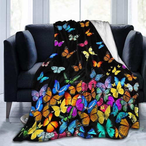 Magazasi Schmetterling Decke Schöne Schmetterlinge Decke Werfen Ultra Weicher Kuscheliger Flanell Schmetterling Decken Geschenke für Frauen Mädchen 100x130cm von Magazasi