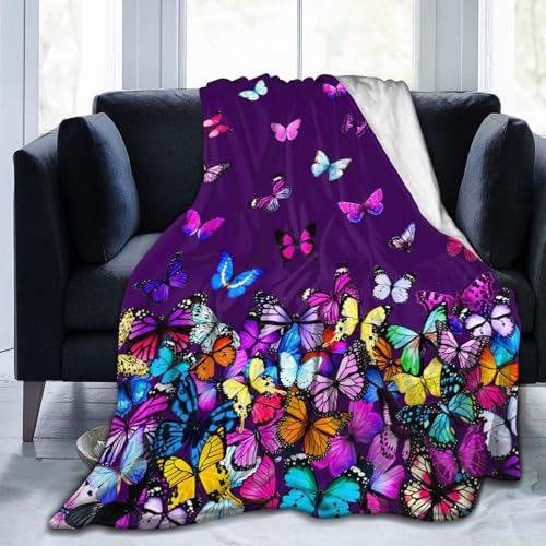 Magazasi Schmetterling Decke Schöne Schmetterlinge Decke Werfen Ultra Weicher Kuscheliger Flanell Schmetterling Decken Geschenke für Frauen Mädchen 130x150cm von Magazasi