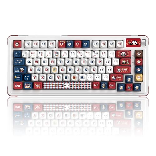 MageGee AIR75 Kabellose mechanische Tastatur QWERTZ, 75% Dichtung Hot-Swap-fähige RGB-Gaming-Tastatur, BT/2.4G/USB-C Creamy TKL-Tastatur mit 5-Schicht-Polsterung, PBT-Tastenkappen für Win/Mac(Panda) von MageGee