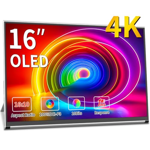 OLED Portable Monitor- 4K Portable Laptop Display 16 Portable Gaming Monitor 100% DCI-P3 OLED Screen with HDMI/USB-C External Screen for Laptop/Phone/Game Console von Magedok