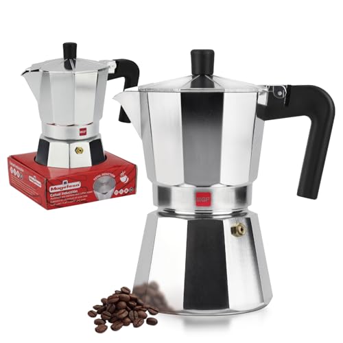 MAGEFESA Catual Italienische Kaffeemaschine, aus Aluminium, robust und leicht, kompatibel mit allen Herdarten, einschließlich Induktion (12 Tassen) von Magefesa