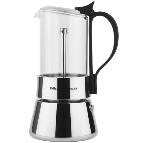 MAGEFESA Guinea Italienische Kaffeemaschine für 4 Tassen, 200 ml, Edelstahl und Glas, moderner Stil, Induktion, alle Herdarten, ergonomischer Griff MAGEFESA Guinea Italienische Kaffeemaschine für 4 Tassen, 200 ml, Edelstahl und Glas, moderner Stil, Induktion, alle Herdarten, ergonomischer Griff von Magefesa