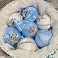 Altblauer Christbaumschmuck, Strass-Weihnachtskugel. Etwas Blaues Dekor, Glam Ornament.weihnachtsbaumkugeln Für Dekor von MaggiArtStore