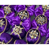Lila Christbaumschmuck , Weihnachtsbaumkugel Aus Samt Mit Strasssteinen. Weihnachtskugel Set. Weihnachtsräumung von MaggiArtStore