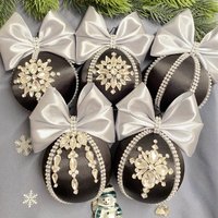 Weihnachtliche Strass Ornamente. Schwarzes Ornament Set. Zauberhafte Verzierung. Weihnachtsbaumschmuck von MaggiArtStore