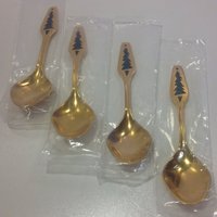 Vintage Meka Denmark Demi Kaffee Tee Löffel 22K Teller 1966 4Er Set von MaggiesShopTherapy