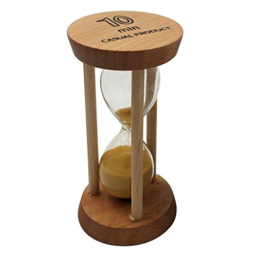 MagiDeal 10 Min Holzrahmen Sanduhr Sandglass Zahnputzuhr Zeituhr Zeitmesser Dekoration für Kochen, Maske, Yoga, Training usw, Gelb von MagiDeal