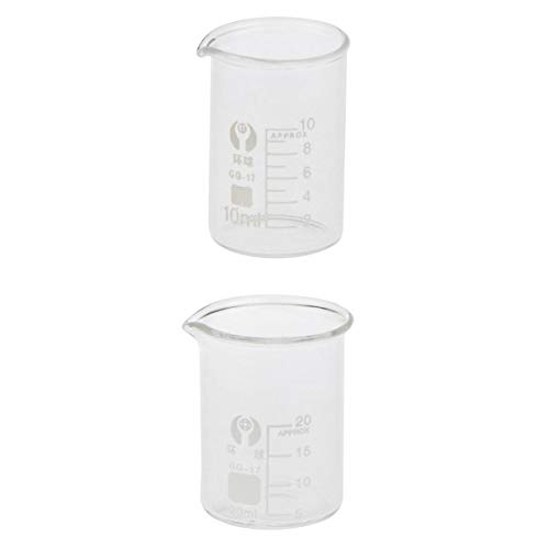 2 Pcs Glas Messbecher Labor Laborglas Becherglas, Low Form 20ml 10ml von MagiDeal