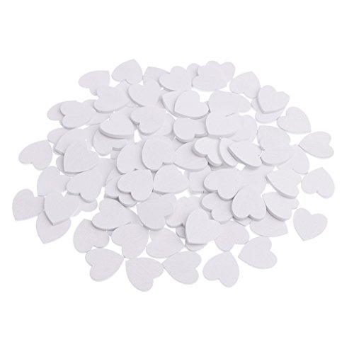 MagiDeal 100er Set DIY Herz/Blumen Holzherz Blüte Deko Streudeko Verschönerung Scrapbooking - Herz, wie beschrieben von MagiDeal