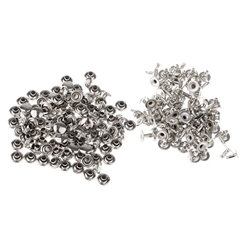 MagiDeal 100er Set Leder Nieten Einzel Kappe Nieten Metall Hohlnieten für Leder Handwerk Reparieren Dekoration - Silber, 6x4mm; 6x5mm von MagiDeal