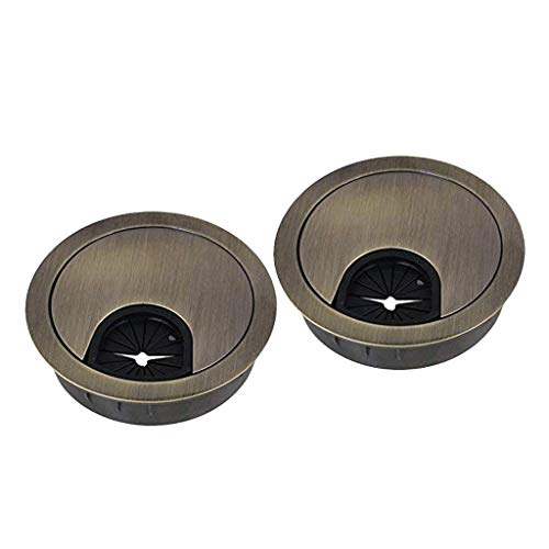 MagiDeal 2er Pack Computertisch Tülle Kabelanschluss Ordentlich Drahtlochabdeckung 60mm - Bronze, Bronze von MagiDeal