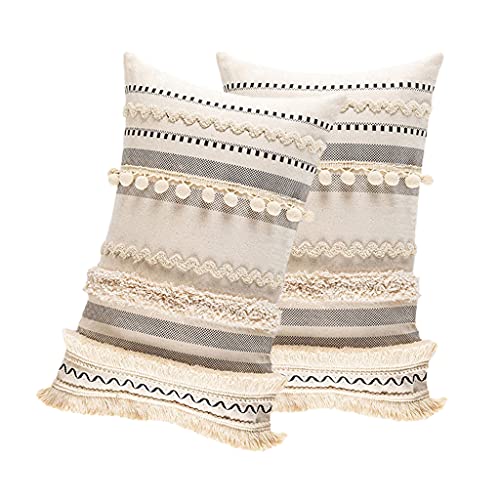 MagiDeal 2er Set Boho Kissenbezüge, Dekokissen Sofakissen Bezug 100% Baumwolle, Dekorative Kissenbezug für Wohnzimmer, Schlafzimmer, Sofa, Couch, Sessel, 30x50cm von MagiDeal