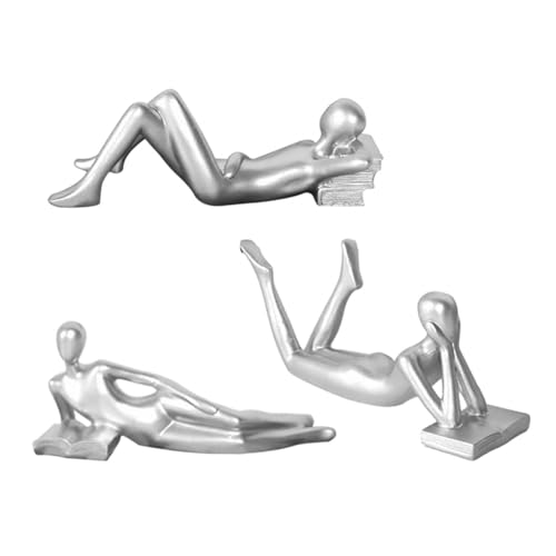 MagiDeal 3 Stück Denker-Statuen, Skulpturen, Tischkunst, nordische dekorative Desktop-Moderne Dekorationsfiguren für Café, Regal, Zuhause, Arbeitszimmer, Silber von MagiDeal