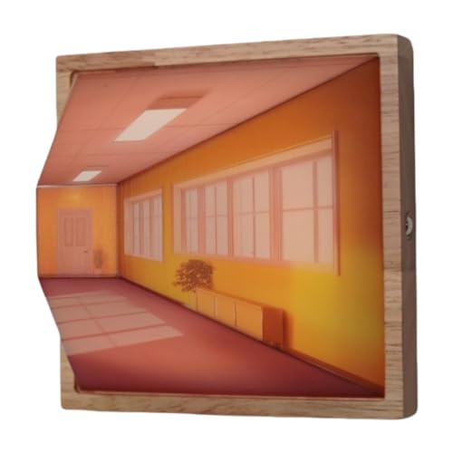 MagiDeal 3D-Nachtlicht mit bloßem Auge, Holz-Wandlampe, Kunstwerk, dekoratives Schreibtisch-Ornament, wiederaufladbare Atmosphärenlampe für Schlafzimmer, Café, Korridor von MagiDeal