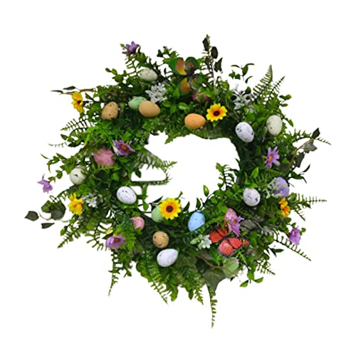 MagiDeal 45 cm künstlicher Osterkranz zum Aufhängen, Dekoration, Wandrequisite, Feiertagsgrün, Blätter, Blumen, Kränze für Bauernhaus-Haustür im Freien, Violette Serie von MagiDeal