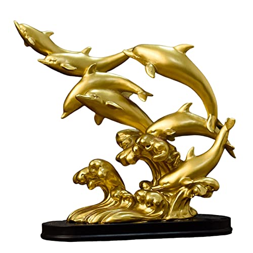 MagiDeal Delfine im nordischen Stil, Statue, Figur, Tierskulptur, Dekoration, Geschenk, Sammlerstück, spezielles Design für Zuhause, Schlafzimmer, Büro, golden von MagiDeal