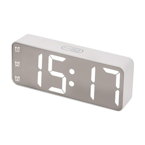 MagiDeal Digitaler Wecker, Spiegelwecker, Schlafzimmer, Einschlafhilfe, Bunte LED-Uhr, Digitaluhr für Nachttisch, Küche, Wohnung, Zuhause, Weiß von MagiDeal
