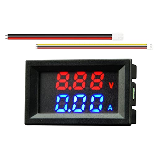 MagiDeal Digitales meter Amperemeter V Amp LED Amp Dual Digital Display Meter Gauge, rot blau von MagiDeal