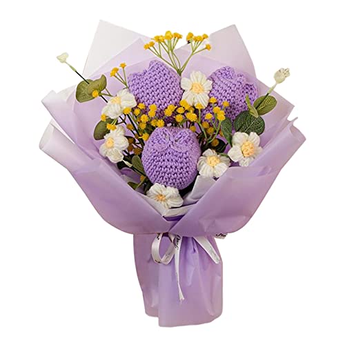 MagiDeal Gehäkelter Blumenstrauß für Father's Day Vatertag, Künstliche Blumen mit Gestickte Blumen, Kunstblumen für Muttertag, Vatertag, Valentinstag, LiebhaberViolett von MagiDeal