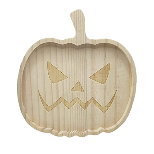 MagiDeal Halloween-Kürbis-Teller Holztablett Geschirr wiederverwendbarer Speiseteller Halloween-Kürbis-Tablett, Pumpkin von MagiDeal