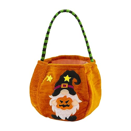 MagiDeal Halloween-Süßigkeitstüten, Halloween-Party-Geschenkeimer, Halloween-Themenelemente, Faltbare Stoff-Halloween-Körbe, Kürbis-Tragetasche zum, Orange von MagiDeal