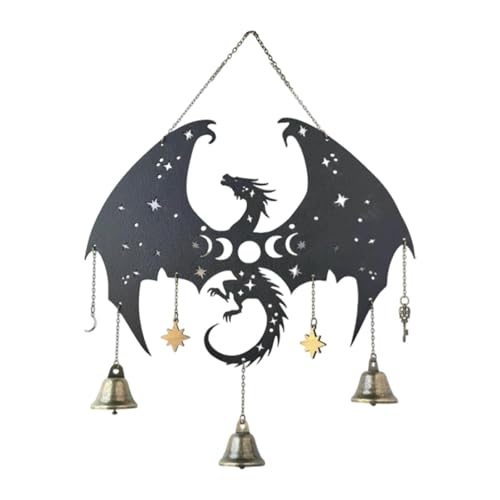 MagiDeal Halloween-Windspiel, Halloween-Dekoration, gruseliges dekoratives Hängeornament, Tier-Windglocke aus Metall für Fenster, Partygeschenke, Drachen von MagiDeal