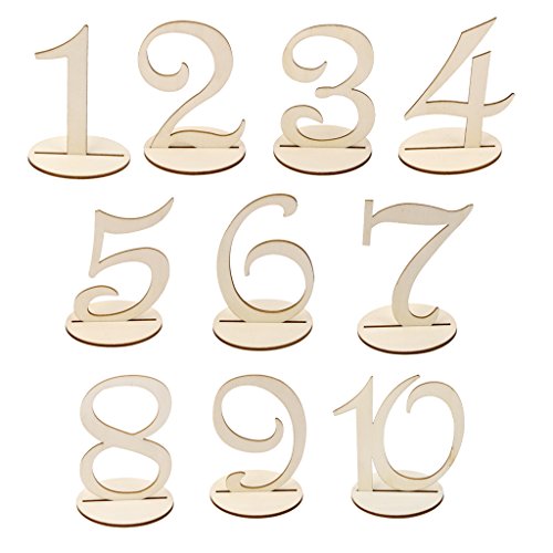 MagiDeal Holz 10cm Tischnummern 1-10 Basis-Set Hochzeit Geburtstagsparty Französisch von MagiDeal