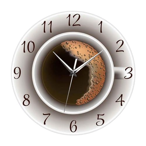 MagiDeal Kaffee-Wanduhr, große Wanduhr, rund, 30,5 cm, kreativ, geräuschlos, Wandbehang, dekorative Wanduhren für Wohnzimmer, Wanddekoration von MagiDeal