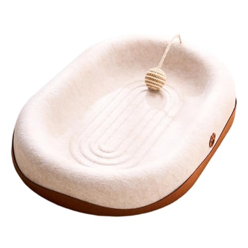 MagiDeal Kratzbett für Katzen aus Filzmaterial, wendbar, zum Krallenschleifen, leicht, multifunktional, atmungsaktiv, mit baumelndem Ball, Weißes Oval MagiDeal Kratzbett für Katzen aus Filzmaterial, wendbar, zum Krallenschleifen, leicht, multifunktional, atmungsaktiv, mit baumelndem Ball, Weißes Oval von MagiDeal