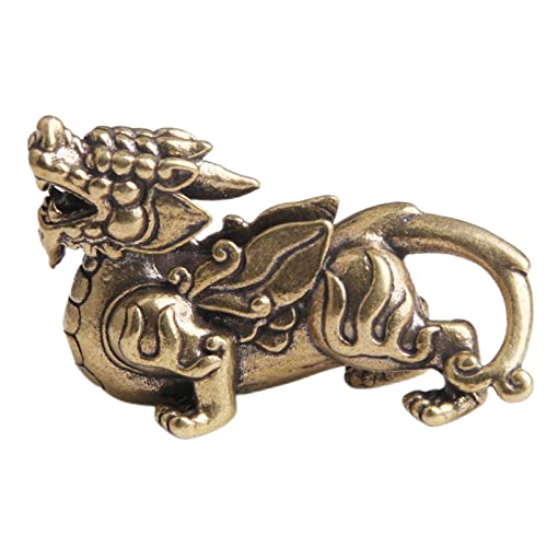 MagiDeal Kreative Feng Shui Messing Qilin Kylin Statue Figur Figuren Ornamente Handgefertigte lebensechte Statuette für Glückwunsch-Einrichtungsdekorationen von MagiDeal