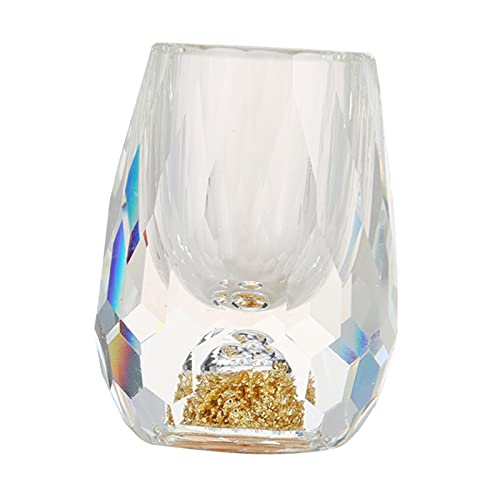 MagiDeal Kreatives Kristallglas Schnapsglas Goldfolie Chinesischer Stil Schnapsglas Mundgeblasener Diamant Spiegelschliff für Urlaubsessen, Wassertropfen von MagiDeal