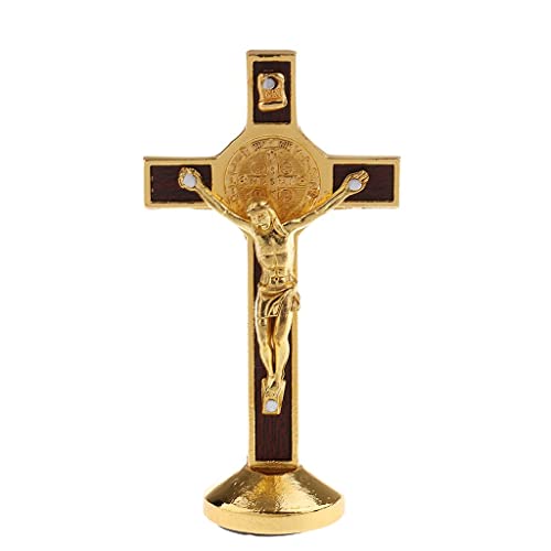 MagiDeal Kruzifix Jesus Christus Kreuz Statue Figur für Auto Zuhause Kapelle Dekoration Gold von MagiDeal