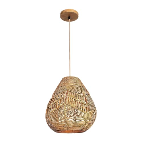 MagiDeal Lampenschirm aus Seil, Abdeckung für Hängeleuchte aus Rattangeflecht, Retro Kronleuchter Lampe Hanfseil Lampenschirm Leuchten von MagiDeal