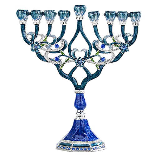 MagiDeal Leuchter Hand Gemalt Kristalle Jüdische Leuchter für Chanukka-schmucksachen-blau Geometrische Stil Home Party Klassische Decor Mittelstücke Prunkstück, B MagiDeal Leuchter Hand Gemalt Kristalle Jüdische Leuchter für Chanukka-schmucksachen-blau Geometrische Stil Home Party Klassische Decor Mittelstücke Prunkstück, B von MagiDeal