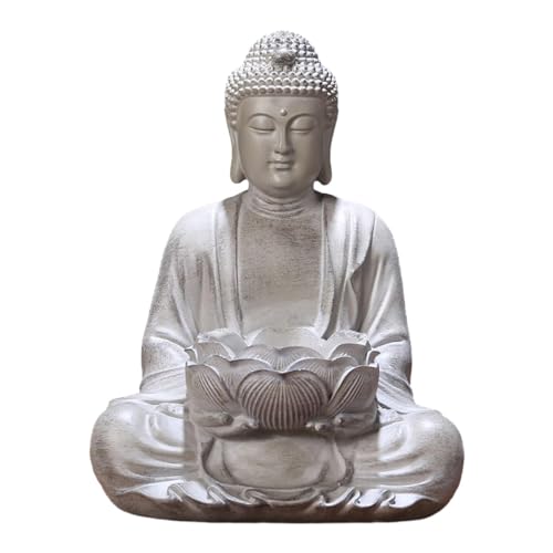 MagiDeal Lotus-Buddha-Statue, Kerzenhalter, Figur aus Kunstharz für Kerzen mit 4 cm Durchmesser, Figur, Sammlerstück, tragbare Skulptur, Ornament, Groß von MagiDeal