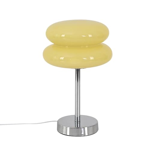 MagiDeal Nachttischlampen aus Glas, Eierkuchenlampe für den Nachttisch, süße Retro-Schreibtischlampe mit 3 Farbmodi für Wohnzimmer, Schlafzimmer, Rom-Dekor, Gelb von MagiDeal