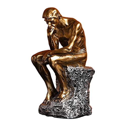 MagiDeal Nordic Harz Denker Kunstskulptur Statue Sammlerfiguren Bücherregal Desktop Dekor Ornament, Golden von MagiDeal