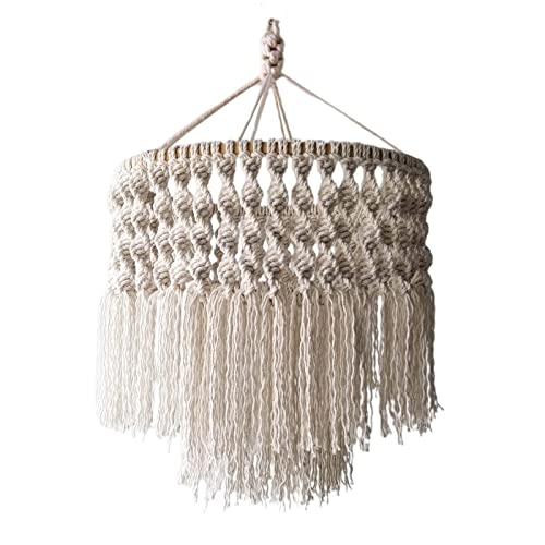 MagiDeal Nordic Makramee Lampenschirm Lampenschirm Schlafzimmer Badezimmer Lampenschirm Deckenleuchte Dekor Pendelleuchte Abdeckung für Büro Hotel Party Dekor, 40 x 50 cm großer Holzrahmen von MagiDeal