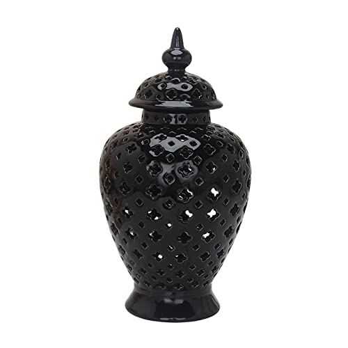 MagiDeal Porzellan-Ingwerglas, Kunsthandwerk, Ornamente, Organizer, dekoratives Zubehör mit Deckel, Keramik-Blumenvase für die Aufbewahrung, Heimarbeitsplatz, 37 cm x 29 cm von MagiDeal