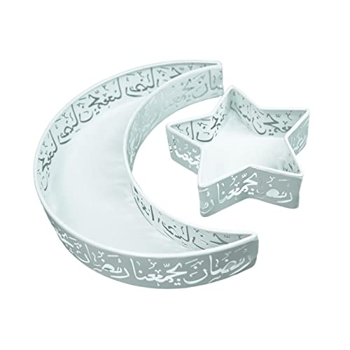 MagiDeal Ramadan Dessert Display Tablett Mehrzweck-Tischdekoration Eisenplatten Obstteller Eid Mubarak Serviertablett für Süßigkeiten Snacks Desserts Kuchen von MagiDeal