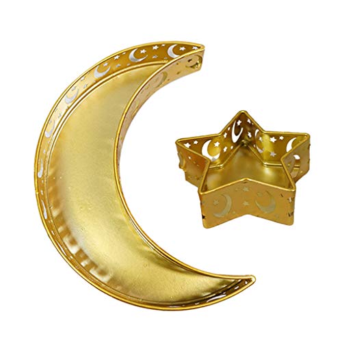 MagiDeal Ramadan Eid Mubarak Trays Platten, aus aus Dekorative Küche Obst Snack Tablett Party Favor Tisch Dekoration, Mond Sterne Goldene von MagiDeal
