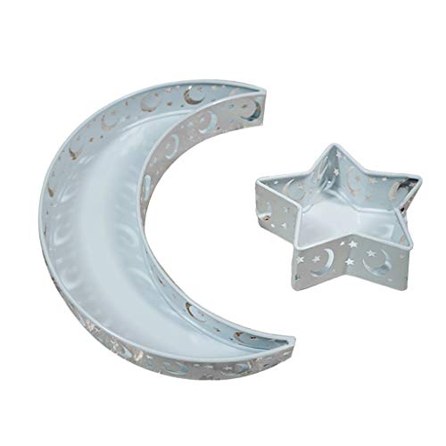 MagiDeal Ramadan Eid Mubarak Trays Platten, aus aus Dekorative Küche Obst Snack Tablett Party Favor Tisch Dekoration, Mond Sterne Weiß von MagiDeal