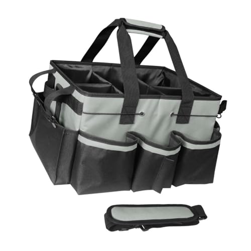 MagiDeal Reinigungswerkzeug-Organizer, Tasche für unter der Spüle, mehrere Taschen, verstellbare Trennwände, Aufbewahrungskoffer, Schwarzgrau von MagiDeal