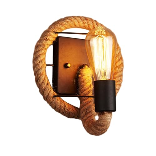 MagiDeal Retro Industrie Wandleuchte Hanfseil Wandlampe Dekoration Vintage Stil Retro Wandhalterung Licht für Club Balkon Esszimmer, Kreis von MagiDeal