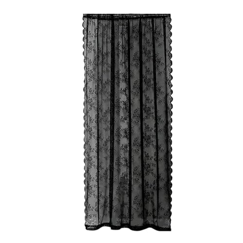 MagiDeal Schwarze Spitze-Blumen-Netzvorhänge, Voile-Vorhang, modische Drape-Panels, Fenster-Tüll-Vorhang für Wohnzimmer, Arbeitszimmer, Dekoration, 100cmx200cm von MagiDeal