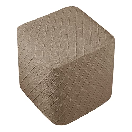 MagiDeal Stretch-Ottoman-Bezug Ottoman-Schonbezüge Quadratischer Fußhocker Stretch-Bezug Ottoman-Fußstützen-Bezug, Dicker Karierter Jacquard-Material, Gewebe mit, Brown von MagiDeal