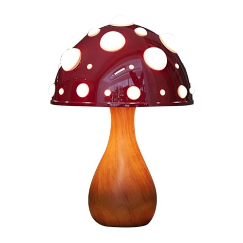 MagiDeal Tischlampe, Nachttischlampe, Pilz-Einzigartiges Design, Dimmbares, Dekoratives Nachttischlicht, Schreibtischlampe für Wohnzimmer, Home, Braune Basis von MagiDeal