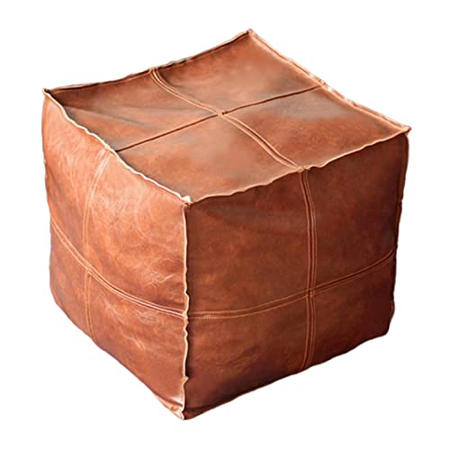 MagiDeal Ungefüllte Sitzhocker Abdeckung, Hocker Sitz Fußhocker Pouf Sitzpouf, Ottoman Fußstütze Abdeckung - eckig Hellbraun von MagiDeal